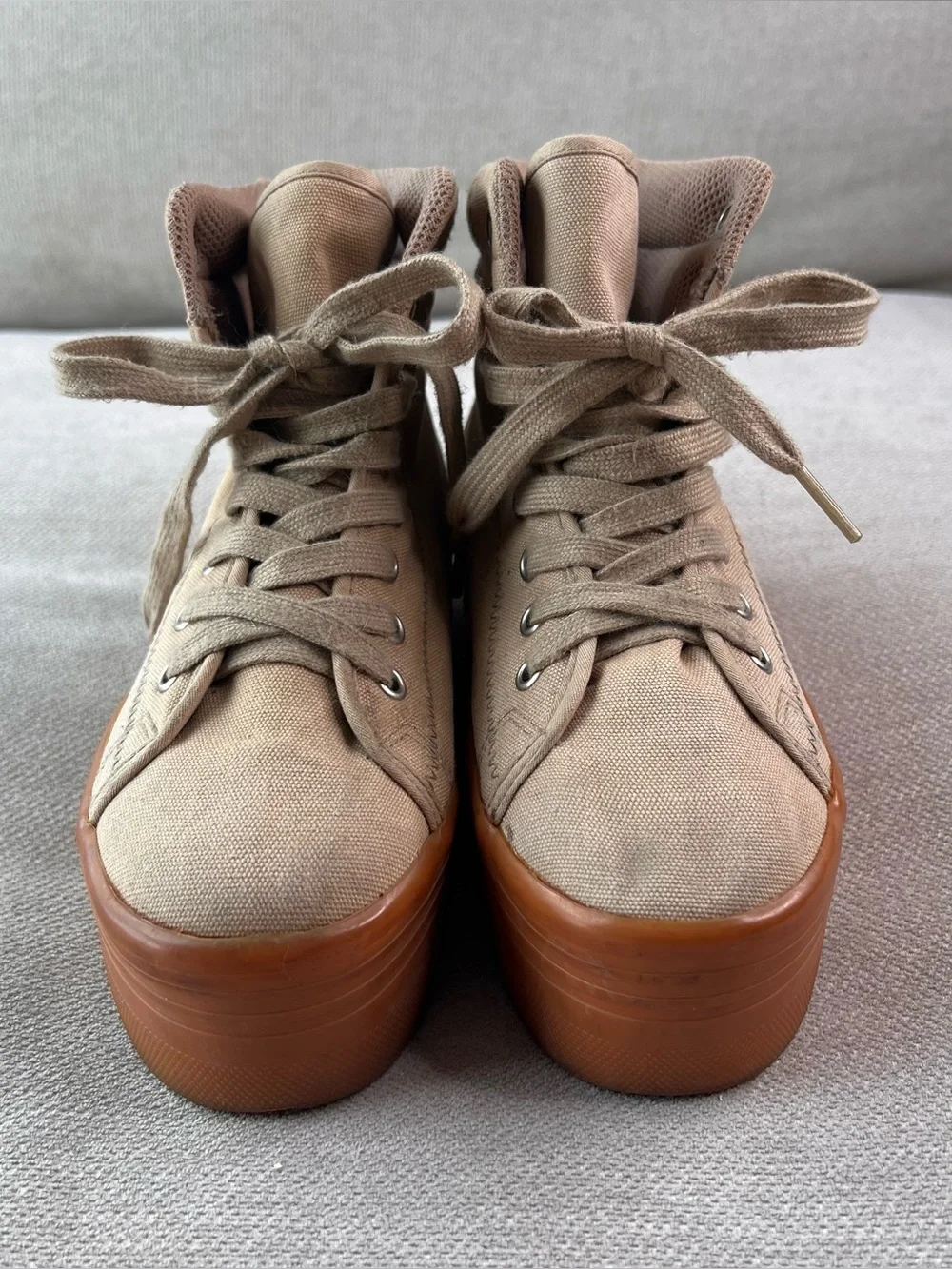 Jeffery Campbell JC Play Khaki Gum Sole Grunge Platform Sneakers Women’s 6